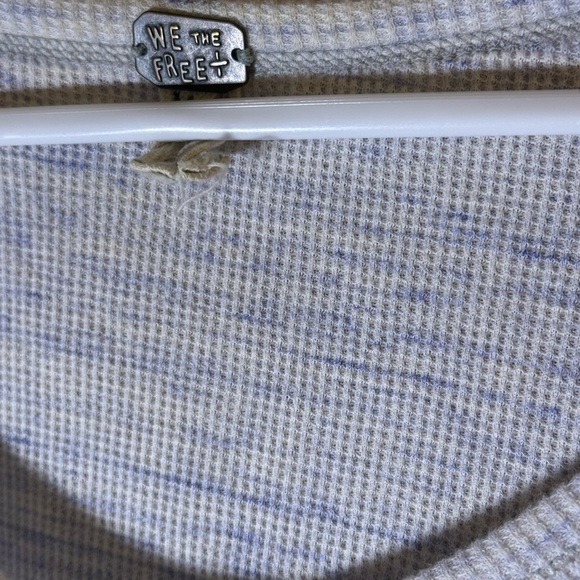 Free People We the Free Coastline Thermal Henley Peplum Tunic Top in a Gray/Blue - Picture 5 of 8